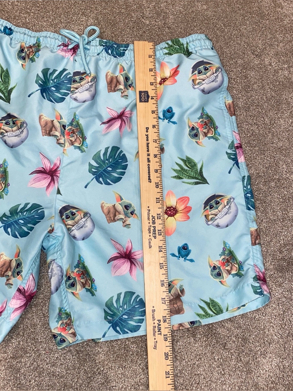 Star Wars The Mandalorian‎ Men's Grogu Swim Shorts Size XL Turquoise Blue Beach - Picture 6 of 7